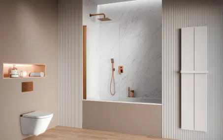 Nes Brushed Copper PNJ I szálcsiszolt réz kádparaván 50 átlátszó jobbos