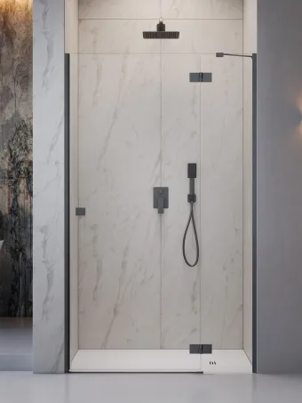 Essenza 8 Brushed GunMetal DWJ szálcsiszolt fegyvermetál zuhanyajtó 110 átlátszó jobbos