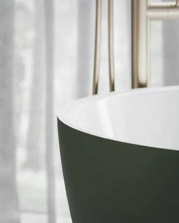 Freedom O Tec 170x77 akrilkád, Grey Green/fehér szabadonálló, fehér/fekete/króm lefolyó