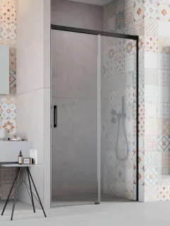 Idea Black DWJ fekete zuhanyajtó 110 átlátszó balos