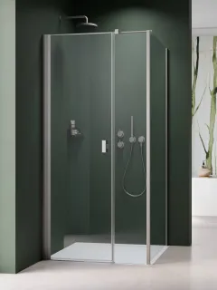 Nes Brushed Nickel KDS I szögletes szálcsiszolt króm zuhanykabin 100x100 átlátszó jobbos