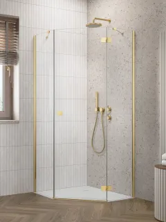 Essenza 8 Gold PTJ szögletes arany zuhanykabin 90x90 átlátszó jobbos