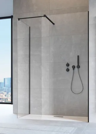 Modo New Black III Walk-in fekete zuhanyfal 90x140 átlátszó