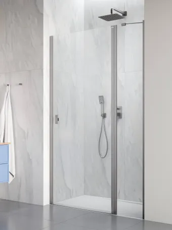 Nes Brushed Nickel DWJ II szálcsiszolt króm zuhanyajtó 90 átlátszó balos