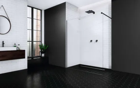 Modo X Black II Walk-in fekete zuhanyfal 55 átlátszó