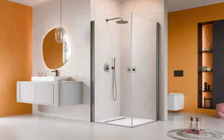 Nes Brushed GunMetal KDD I szögletes szálcsiszolt fegyvermetál zuhanykabin 100x100 átlátszó