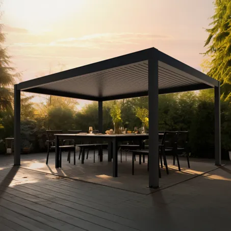 MotionFlex 400 bioklimatikus pergola, fehér színű LED világítással