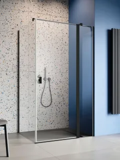 Nes Black KDJ II szögletes fekete zuhanykabin 110x100 átlátszó jobbos