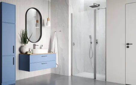 Nes Brushed Nickel DWJ II szálcsiszolt króm zuhanyajtó 90 átlátszó jobbos