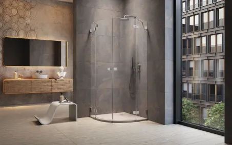 Essenza Pro Brushed Nickel PDD íves szálcsiszolt króm zuhanykabin 90x80 átlátszó