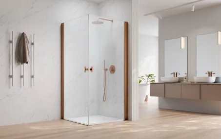 Nes Brushed Copper KDD I szögletes szálcsiszolt réz zuhanykabin 80x90 átlátszó
