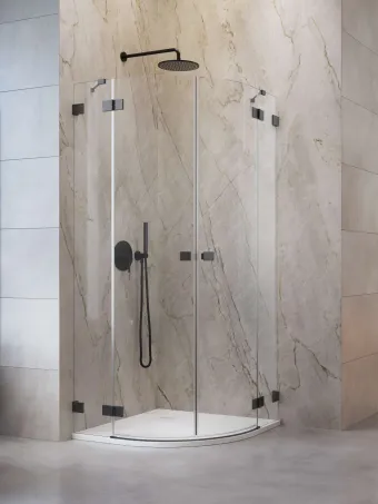 Essenza Pro Brushed GunMetal PDD íves szálcsiszolt fegyvermetál zuhanykabin 90x80 átlátszó