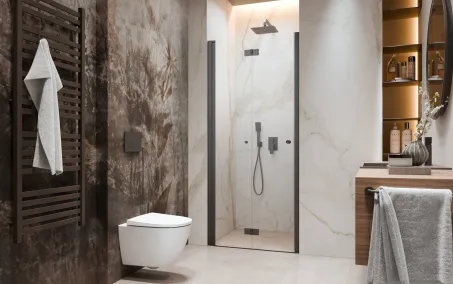 Nes Brushed GunMetal DWB szálcsiszolt fegyvermetál zuhanyajtó 80 átlátszó balos