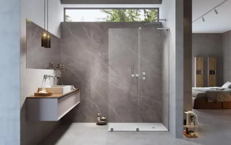 Furo SL Brushed Nickel Walk-in szálcsiszolt króm zuhanyfal 80 átlátszó balos