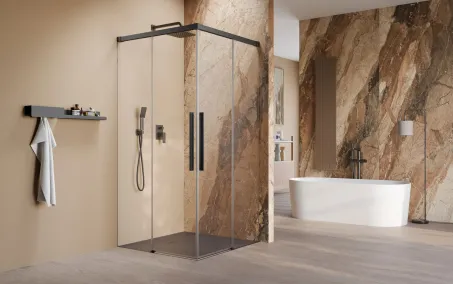 Idea 8 QL Black KDD szögletes fekete zuhanykabin 80x120 átlátszó