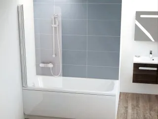 CVS1-80 bal kádparaván krómhatású + transparent