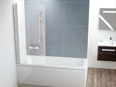 CVS1-80 bal kádparaván krómhatású + transparent