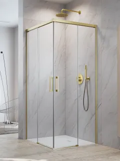 Idea Brushed Gold KDD szögletes szálcsiszolt arany zuhanykabin 110x120 átlátszó