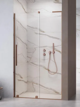 Furo SL Brushed Copper DWJ szálcsiszolt réz zuhanyajtó 100 átlátszó jobbos