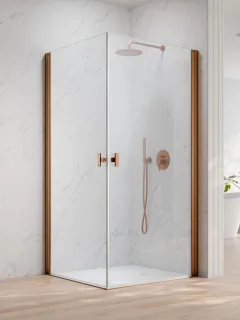 Nes Brushed Copper KDD I szögletes szálcsiszolt réz zuhanykabin 90x80 átlátszó