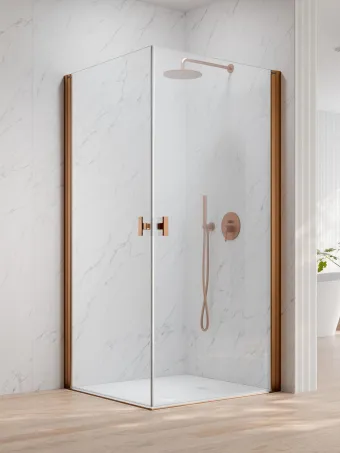 Nes Brushed Copper KDD I szögletes szálcsiszolt réz zuhanykabin 90x80 átlátszó