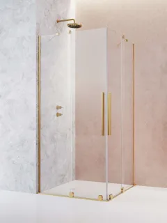 Furo Gold KDD szögletes arany zuhanykabin 110x110 átlátszó