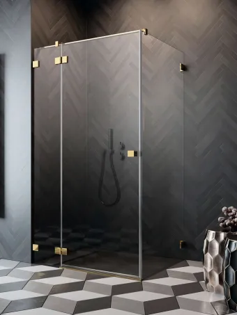 Essenza Pro Gold KDJ szögletes arany zuhanykabin 100x75 átlátszó balos