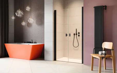 Nes 8 Black DWD I fekete zuhanyajtó 70 (35B+35J) átlátszó