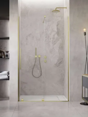 Furo Brushed Gold DWJ szálcsiszolt arany zuhanyajtó 110 átlátszó balos