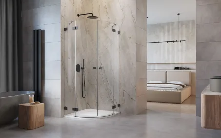 Essenza Pro Brushed GunMetal PDD íves szálcsiszolt fegyvermetál zuhanykabin 80x80 átlátszó