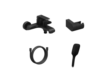 Flat fali kádcsaptelep szettel, matt fekete FL 022.20BLM+S