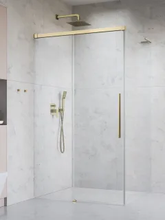 Idea 8 QL Brushed Gold KDJ szögletes szálcsiszolt arany zuhanykabin 110x110 átlátszó jobbos