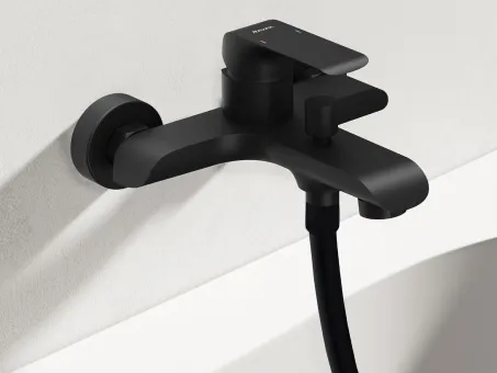 Flat fali kádcsaptelep szettel, matt fekete FL 022.20BLM+S