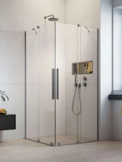 Furo Brushed Nickel KDD szögletes szálcsiszolt króm zuhanykabin 80x120 átlátszó
