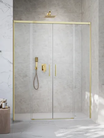 Idea Brushed Gold DWD szálcsiszolt arany zuhanyajtó 180 átlátszó