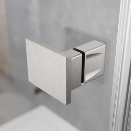 Essenza Pro Brushed Nickel KDJ szögletes szálcsiszolt króm zuhanykabin 80x70 átlátszó jobbos