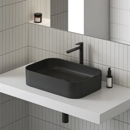 Eleganta álló mosdócsaptelep BeCool 335 mm leeresztő nélkül EL 015.21BLM, Black Matt