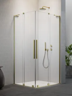 Furo SL Brushed Gold KDD szögletes szálcsiszolt arany zuhanykabin 80x80 átlátszó