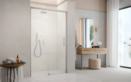 Idea Brushed Nickel DWJ szálcsiszolt króm zuhanyajtó 150 átlátszó jobbos