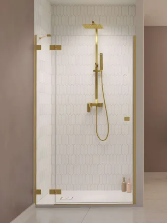 Essenza Pro Brushed Gold DWJ szálcsiszolt arany zuhanyajtó 80 átlátszó balos