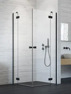 Essenza Black KDD szögletes fekete zuhanykabin 90x90 átlátszó