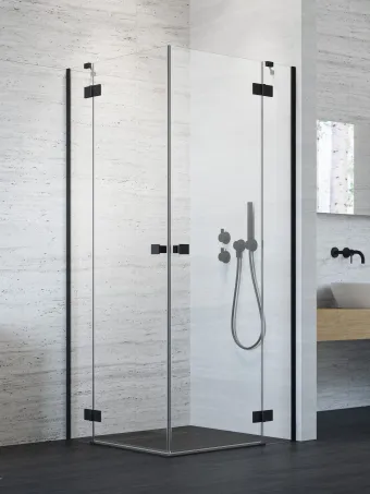 Essenza Black KDD szögletes fekete zuhanykabin 90x90 átlátszó