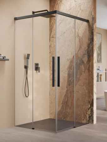 Idea 8 QL Black KDD szögletes fekete zuhanykabin 100x80 átlátszó