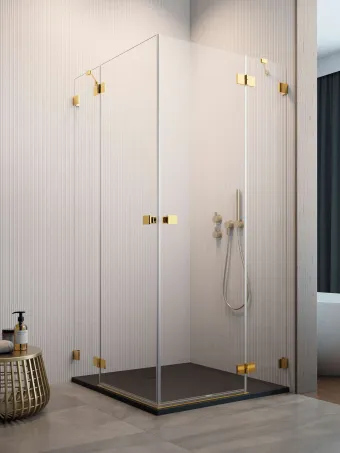 Essenza Pro Gold KDD szögletes arany zuhanykabin 90x80 átlátszó