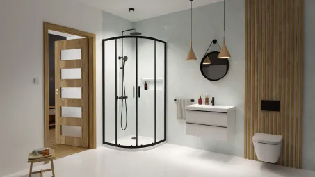 Premium Pro Black PDD íves fekete zuhanykabin 100Bx100J