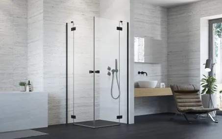 Essenza Black KDD szögletes fekete zuhanykabin 90x100 átlátszó