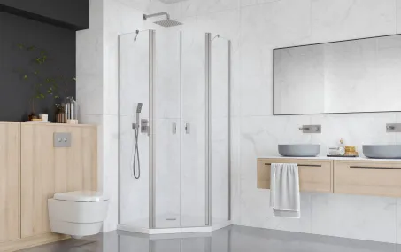 Nes Brushed Nickel PTD szögletes szálcsiszolt króm zuhanykabin 100x100 átlátszó