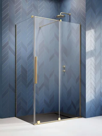 Furo Gold KDJ szögletes arany zuhanykabin 130x110 átlátszó jobbos