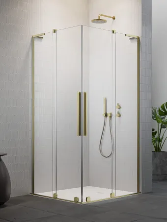 Furo SL Brushed Gold KDD szögletes szálcsiszolt arany zuhanykabin 80x100 átlátszó