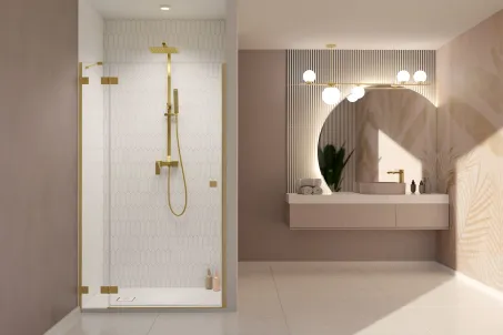 Essenza Pro Brushed Gold DWJ szálcsiszolt arany zuhanyajtó 90 átlátszó balos